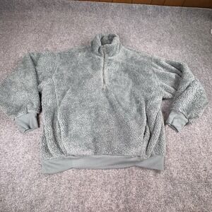 Express One Eleven Pullover Women's M Green 1/4 Zip Sherpa Fleece‎ Cozy Soft